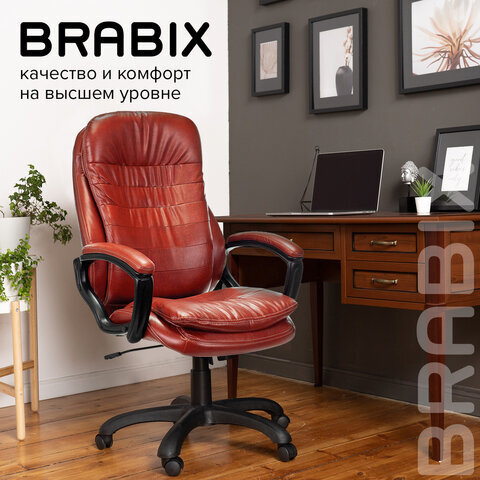 Кресло офисное BRABIX PREMIUM "Omega EX-589", экокожа, коричневое, 532096