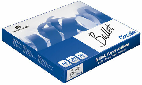 Бумага офисная БОЛЬШОГО ФОРМАТА (297х420), А3, 80 г/м2, 500 л., марка В, BALLET CLASSIC, 153% (CIE)