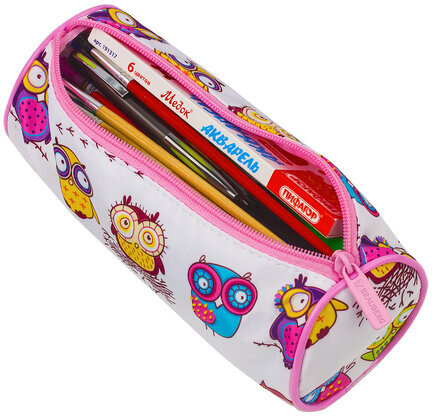 Пенал-тубус BRAUBERG, с эффектом Soft Touch, мягкий, "Owls", 22х8 см, 229007