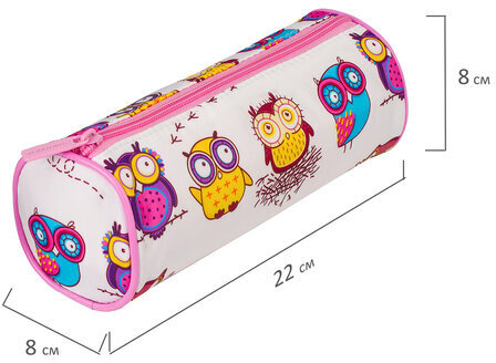 Пенал-тубус BRAUBERG, с эффектом Soft Touch, мягкий, "Owls", 22х8 см, 229007