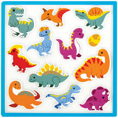 Наклейки обучающие тематические из EVA "Динозавры", 20х40 см, многоразовые, ЮНЛАНДИЯ, 663772