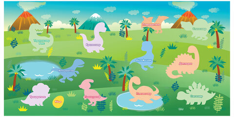 Наклейки обучающие тематические из EVA "Динозавры", 20х40 см, многоразовые, ЮНЛАНДИЯ, 663772
