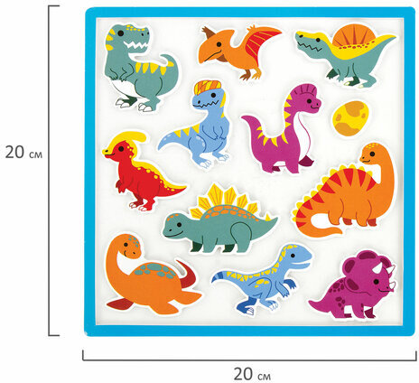 Наклейки обучающие тематические из EVA "Динозавры", 20х40 см, многоразовые, ЮНЛАНДИЯ, 663772