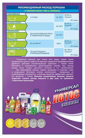 Стиральный порошок универсальный 450 г, ЛОТОС