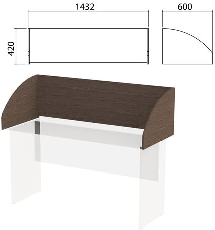 Экран-перегородка "Канц" 1432х600х420 мм, цвет венге/венге (КОМПЛЕКТ С ФУРНИТУРОЙ)