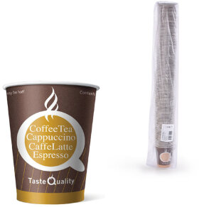 Одноразовые стаканы 165 мл, КОМПЛЕКТ 100 шт., бумажные однослойные, &quot;Taste Quality&quot;, холодное/горячее, для вендинга, ФОРМАЦИЯ, HB70-195-0071-1