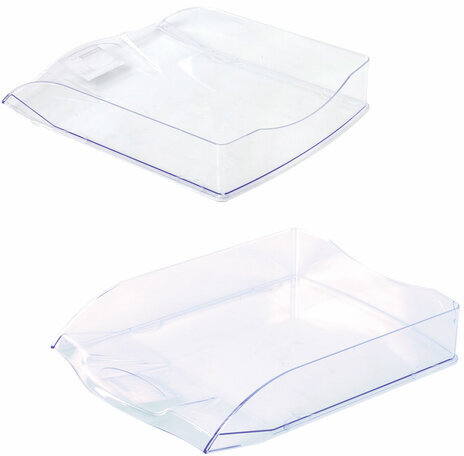 Лоток горизонтальный для бумаг BRAUBERG "Delta", A4 (340х270х60 мм), прозрачный, 237262