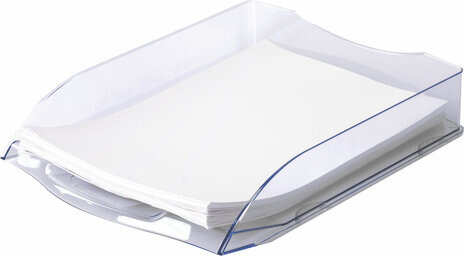 Лоток горизонтальный для бумаг BRAUBERG "Delta", A4 (340х270х60 мм), прозрачный, 237262