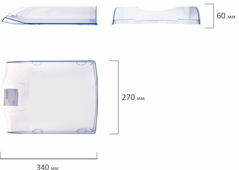Лоток горизонтальный для бумаг BRAUBERG "Delta", A4 (340х270х60 мм), прозрачный, 237262