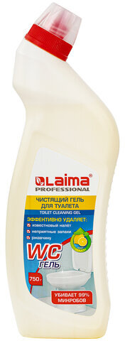 Средство для уборки туалета кислотное 750 г, LAIMA PROFESSIONAL &quot;Лимон-WC Гель&quot;, утенок, 604793