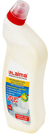 Средство для уборки туалета кислотное 750 г, LAIMA PROFESSIONAL "Лимон-WC Гель", утенок, 604793
