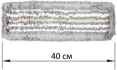 Насадка МОП плоская для швабры/держателя 40 см, ТИП У/К, хлопок/микрофибра, СЕРАЯ, LAIMA EXPERT, 606629