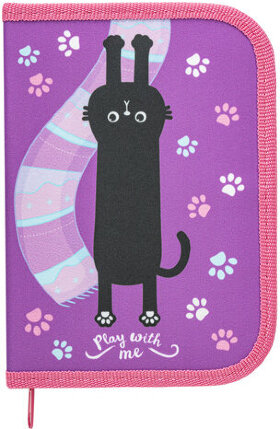 Пенал ПИФАГОР, 1 отделение, полиэстер, 19х13 см, &quot;Black cat&quot;, 271010