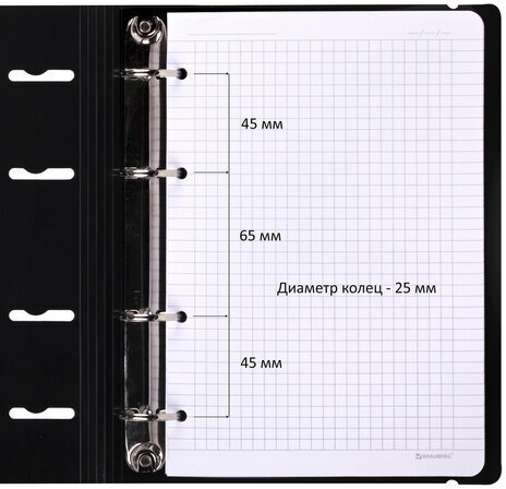 Тетрадь на кольцах А5 175х220 мм, 120 л., пластик, с резинкой, BRAUBERG, Черный, 404618