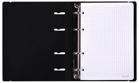 Тетрадь на кольцах А5 175х220 мм, 120 л., пластик, с резинкой, BRAUBERG, Черный, 404618
