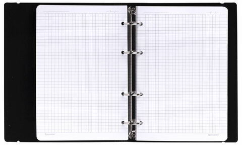 Тетрадь на кольцах А5 175х220 мм, 120 л., пластик, с резинкой, BRAUBERG, Черный, 404618