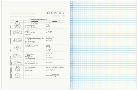 Тетрадь предметная "КЛАССИКА SCIENCE" 48 л., обложка картон, ГЕОМЕТРИЯ, клетка, подсказ, BRAUBERG, 404811