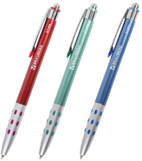 Ручка шариковая автоматическая BRAUBERG &quot;Smart Metallic&quot;, СИНЯЯ, корпус металлик, узел 0,7 мм, линия письма 0,35 мм, 140665