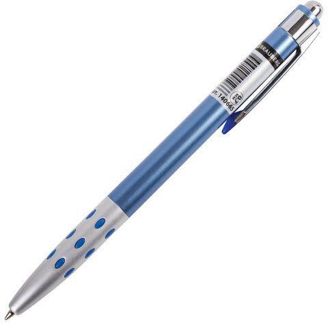 Ручка шариковая автоматическая BRAUBERG "Smart Metallic", СИНЯЯ, корпус металлик, узел 0,7 мм, линия письма 0,35 мм, 140665