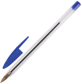 Ручка шариковая STAFF &quot;Basic BP-01&quot;, письмо 750 метров, СИНЯЯ, длина корпуса 14 см, линия письма 0,5 мм, 141672