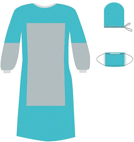 Комплект одноразовой одежды для хирурга КХ-03, с усиленной защитой, стерильный, 3 предмета, ГЕКСА