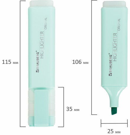 Текстовыделитель BRAUBERG "ORIGINAL PASTEL", БИРЮЗОВЫЙ, линия 1-5 мм, 151694