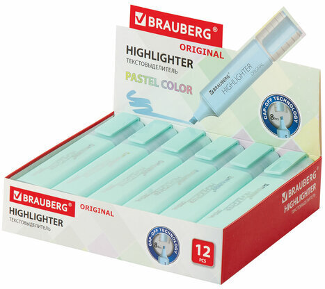 Текстовыделитель BRAUBERG "ORIGINAL PASTEL", БИРЮЗОВЫЙ, линия 1-5 мм, 151694