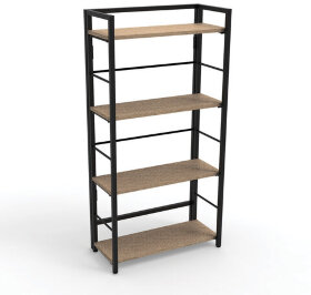 Стеллаж BRABIX &quot;Smart SH-005&quot;, 605х290х1193 мм, ЛОФТ, прямой, складной, металл/ЛДСП дуб, каркас черный, 641868