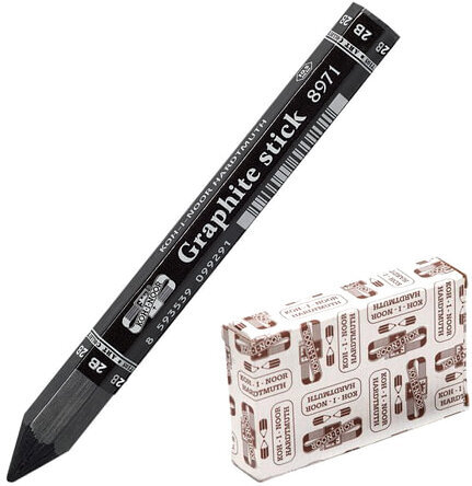 Карандаш чернографитный утолщенный KOH-I-NOOR, 1 шт., "Graphite stick", без дерева, 2B, грифель 10,5 мм, картонная упаковка, 897102B005KK