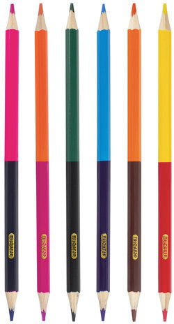 Карандаши двусторонние ПИФАГОР "ЭНИКИ-БЕНИКИ", 6 штук, 12 цветов, заточенные, европодвес, 181364