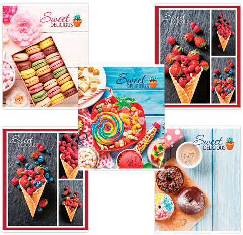 Тетрадь А5, 96 л., BRAUBERG, клетка, обложка картон, ВКУСНОСТИ, 403061