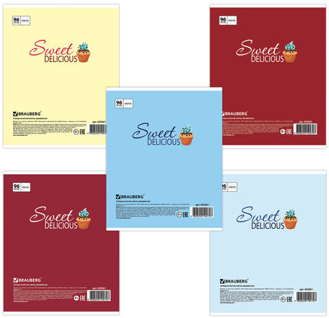 Тетрадь А5, 96 л., BRAUBERG, клетка, обложка картон, ВКУСНОСТИ, 403061