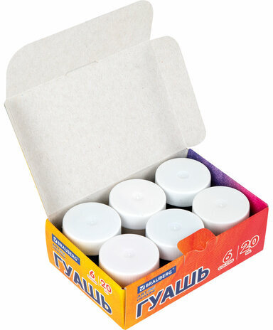 Гуашь BRAUBERG "ART ПЕЙЗАЖ", 6 цветов по 20 мл, 192555