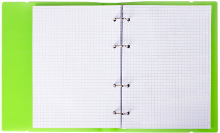 Тетрадь на кольцах А5 175х220 мм, 120 л., пластик, клетка, с резинкой, BRAUBERG, зеленая, 403569