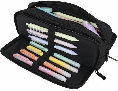 Пенал-органайзер BRAUBERG, 2 откидные планки, полиэстер, 23x9х7 см, "Total black", 272317