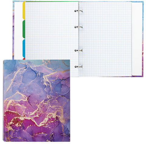 Тетрадь на кольцах А5 175х215 мм, 120 л., твердый картон, с разделителями, BRAUBERG, "Marble", 404086