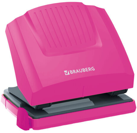 Дырокол BRAUBERG "SUPER", до 30 листов, цвет маджента и черный, 272745