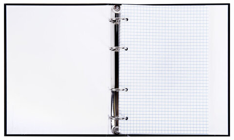 Тетрадь на кольцах А5 175х215 мм, 120 л., твердый картон, клетка, BRAUBERG "Minimal black", 404713