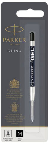 Стержень гелевый PARKER "Quink Gel", металлический, 98 мм, узел 0,7 мм, блистер, черный, 1950344