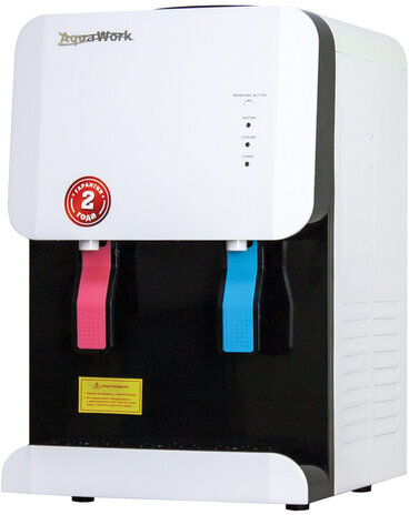 Кулер для воды AQUA WORK 105-TDR, настольный, НАГРЕВ/ОХЛАЖДЕНИЕ ЭЛЕКТРОННОЕ, 2 крана, белый, 24006