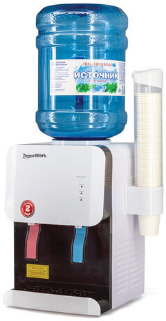 Кулер для воды AQUA WORK 105-TDR, настольный, НАГРЕВ/ОХЛАЖДЕНИЕ ЭЛЕКТРОННОЕ, 2 крана, белый, 24006