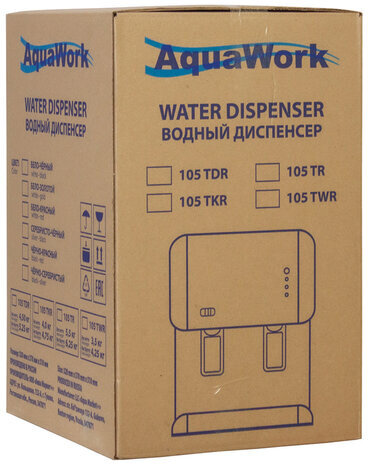 Кулер для воды AQUA WORK 105-TDR, настольный, НАГРЕВ/ОХЛАЖДЕНИЕ ЭЛЕКТРОННОЕ, 2 крана, белый, 24006