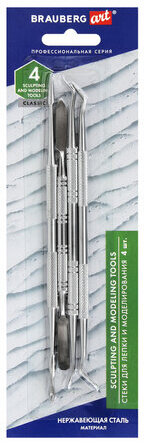 Стеки для лепки и моделирования металлические НАБОР 4 шт., BRAUBERG ART CLASSIC, 271171