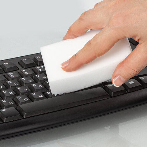 Губка-ластик МЕЛАМИНОВАЯ для удаления пятен, для чистки кухни, уборки, обуви, 9х6х2 см, КОМПЛЕКТ 12 шт., полибэг, LAIMA, 608954