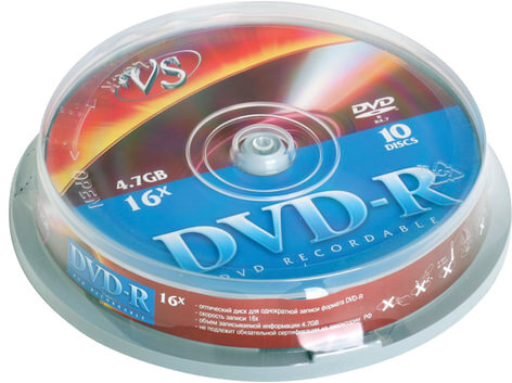 Диски DVD-R VS 4,7 Gb, КОМПЛЕКТ 10 шт., Cake Box, VSDVDRCB1001