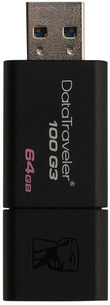 Флеш-диск 64 GB, KINGSTON DataTraveler 100 G3, USB 3.0, черный, DT100G3/64GB