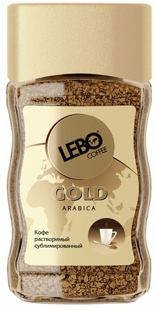 Кофе растворимый LEBO &quot;Gold&quot; 100 г, стеклянная банка, сублимированный