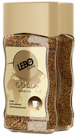 Кофе растворимый LEBO "Gold" 100 г, стеклянная банка, сублимированный