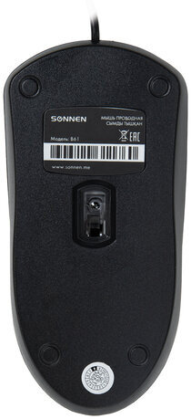 Мышь проводная SONNEN B61, USB, 1600 dpi, 2 кнопки + колесо-кнопка, оптическая, черная, 513513