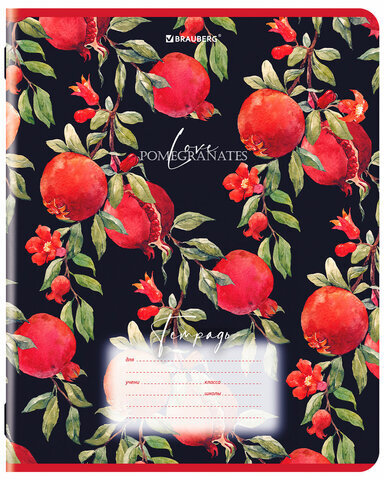 Тетрадь 18 л. BRAUBERG, клетка, обложка картон, ГРАНАТ, 107296